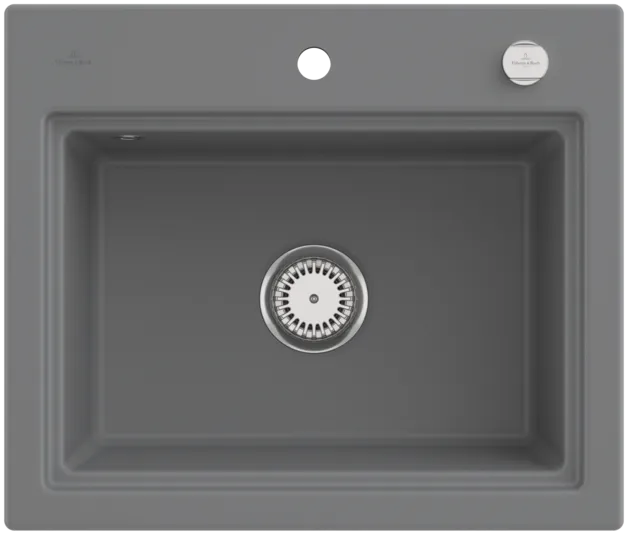 Bild von VILLEROY BOCH Subway Style 60 S Einbauspüle, inklusive Ablaufgarnitur mit Excenterbetätigung, Abtropfgitter, aus Keramik, 600 x 510 mm, Stone CeramicPlus #336A02SL