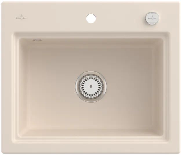 Bild von VILLEROY BOCH Subway Style 60 S Einbauspüle, inklusive Ablaufgarnitur mit Excenterbetätigung, Abtropfgitter, aus Keramik, 600 x 510 mm, Ivory CeramicPlus #336A02FU