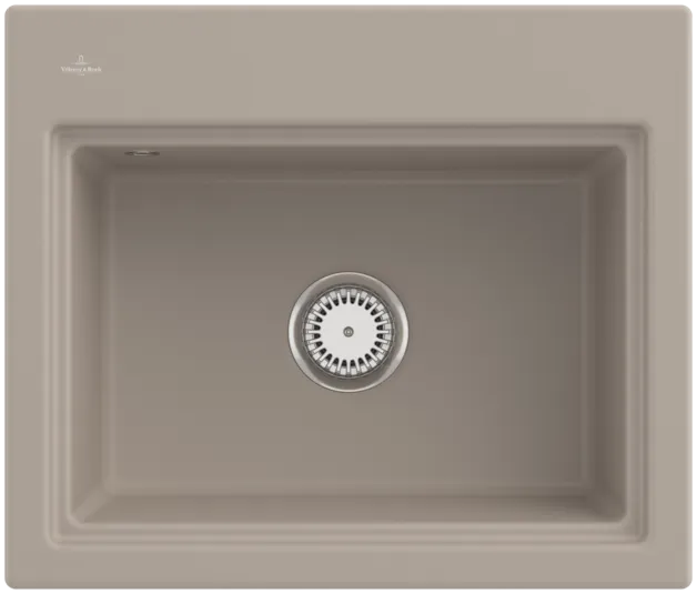 Bild von VILLEROY BOCH Subway Style 60 S Einbauspüle, inklusive Ablaufgarnitur mit Handbetätigung, Abtropfgitter, aus Keramik, 600 x 510 mm, Almond CeramicPlus #336A01AM