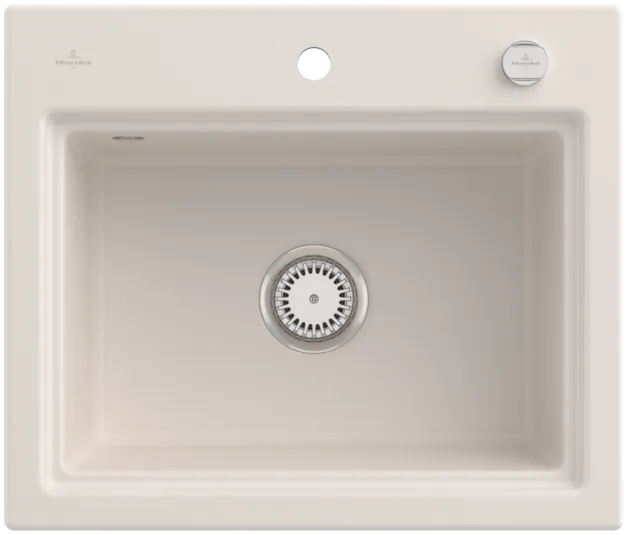 Bild von VILLEROY BOCH Subway Style 60 S Einbauspüle, inklusive Ablaufgarnitur mit Excenterbetätigung, Abtropfgitter, aus Keramik, 600 x 510 mm, Crema CeramicPlus #336A02KR