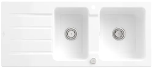 Bild von VILLEROY BOCH Architectura 80 Einbauspüle, inklusive Ablaufgarnitur mit Excenterbetätigung, aus Keramik, 1160 x 510 mm, Weiß Alpin CeramicPlus #338002R1