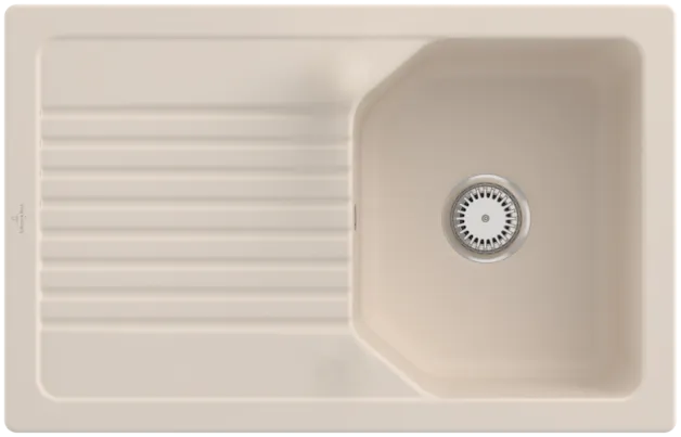 Picture of VILLEROY BOCH Linara 45 Built-in sink, included Waste system hand-operated, of TitanCeram, 800 x 510 mm, Ivory CeramicPlus #338401FU