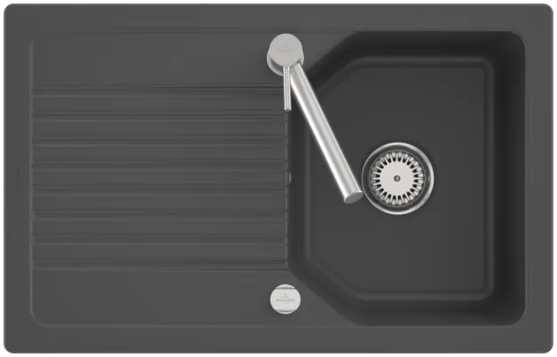 Picture of VILLEROY BOCH Linara 45 Built-in sink, included Waste system pop-up, of TitanCeram, 800 x 510 mm, Graphite CeramicPlus #338402I4