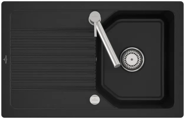 Picture of VILLEROY BOCH Linara 45 Flat Flush-mounted sink, included Waste system pop-up, of TitanCeram, 780 x 490 mm, Chromit CeramicPlus #33842FJ0