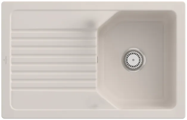 Picture of VILLEROY BOCH Linara 45 Flat Flush-mounted sink, included Waste system hand-operated, of TitanCeram, 780 x 490 mm, Crema CeramicPlus #33841FKR