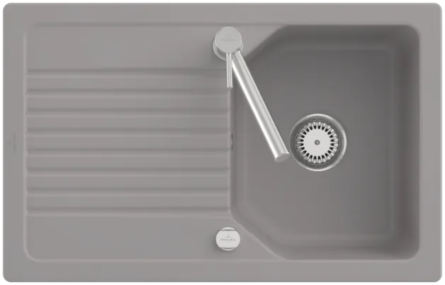 Obrázek VILLEROY BOCH Linara 45 Flat Flush-mounted sink, included Waste system pop-up, of TitanCeram, 780 x 490 mm, Fossil CeramicPlus #33842FKD