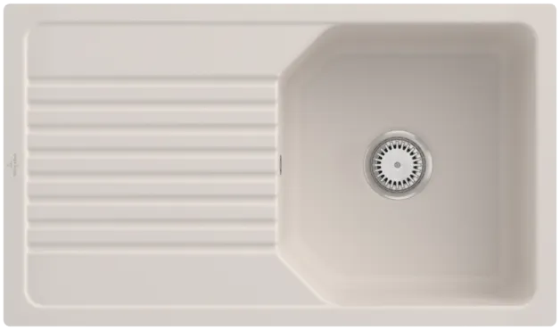 Obrázek VILLEROY BOCH Linara 50 Flat Flush-mounted sink, included Waste system hand-operated, of Ceramic, 840 x 490 mm, Crema CeramicPlus #33851FKR