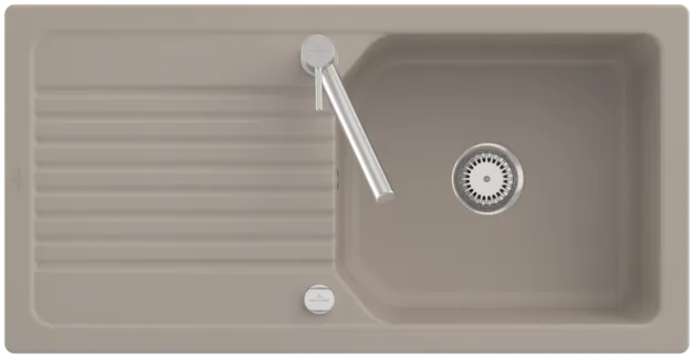 Obrázek VILLEROY BOCH Linara 60 Built-in sink, included Waste system pop-up, of TitanCeram, 1000 x 510 mm, Almond CeramicPlus #338602AM