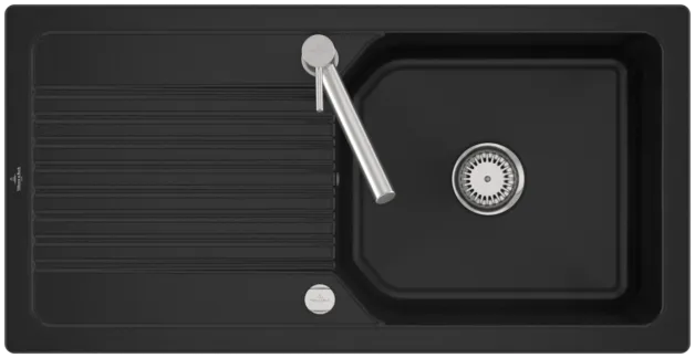 Obrázek VILLEROY BOCH Linara 60 Built-in sink, included Waste system pop-up, of TitanCeram, 1000 x 510 mm, Chromit CeramicPlus #338602J0
