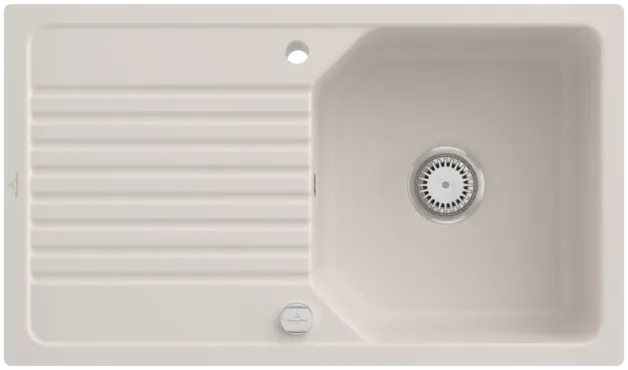 Obrázek VILLEROY BOCH Linara 50 Flat Flush-mounted sink, included Waste system pop-up, of Ceramic, 840 x 490 mm, Crema CeramicPlus #33852FKR