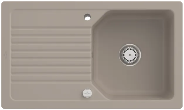 Bild von VILLEROY BOCH Linara 50 Einbauspüle, inklusive Ablaufgarnitur mit Excenterbetätigung, aus TitanCeram, 860 x 510 mm, Almond CeramicPlus #338502AM