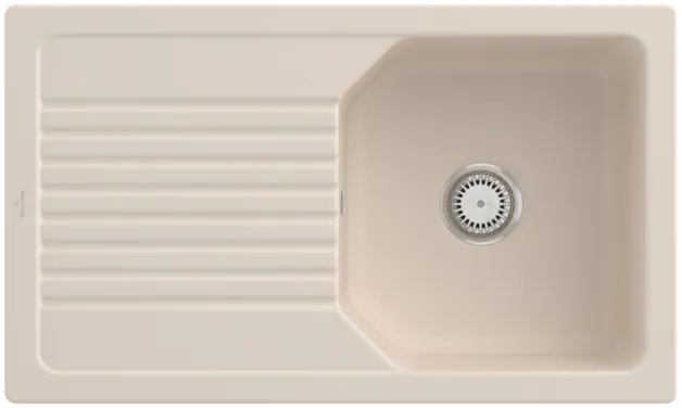 Bild von VILLEROY BOCH Linara 50 Einbauspüle, inklusive Ablaufgarnitur mit Handbetätigung, aus TitanCeram, 860 x 510 mm, Ivory CeramicPlus #338501FU