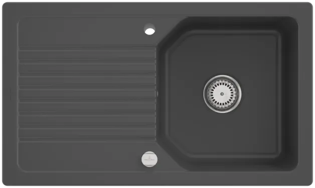 Bild von VILLEROY BOCH Linara 50 Einbauspüle, inklusive Ablaufgarnitur mit Excenterbetätigung, aus TitanCeram, 860 x 510 mm, Graphite CeramicPlus #338502I4