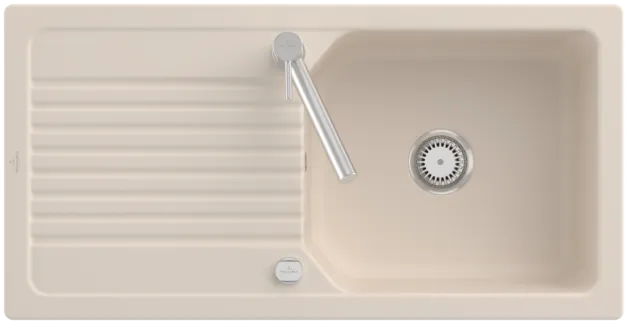 Bild von VILLEROY BOCH Linara 60 Flat flächenbündige Spüle, inklusive Ablaufgarnitur mit Excenterbetätigung, aus Keramik, 980 x 490 mm, Ivory CeramicPlus #33862FFU