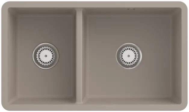 Bild von VILLEROY BOCH Subway 80 U Unterbauspüle, inklusive Ablaufgarnitur mit Excenterbetätigung, aus Keramik, 440 x 750 mm, Almond CeramicPlus #338802AM