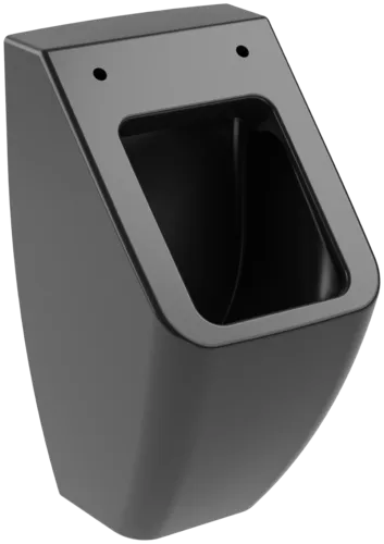 Picture of VILLEROY BOCH Venticello Siphonic urinal, for cover, rimless, concealed water inlet, 285 x 320 mm, Pure Black CeramicPlus #5504R1R7
