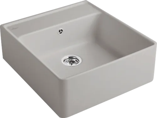 Bild von VILLEROY BOCH Spülstein Einzelbecken Spülstein Einzelbecken, inklusive Ablaufgarnitur mit Handbetätigung, Befestigungsset, aus Keramik, 595 x 630 mm, Fossil CeramicPlus #632061KD