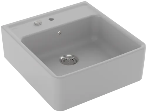 Bild von VILLEROY BOCH Spülstein Einzelbecken Spülstein Einzelbecken, inklusive Ablaufgarnitur mit Excenterbetätigung, Befestigungsset, aus Keramik, 595 x 630 mm, Steam CeramicPlus #632062SM