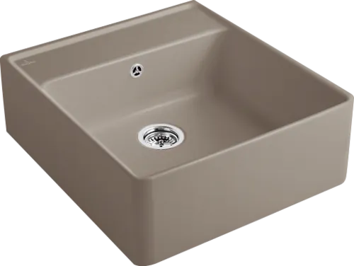 Bild von VILLEROY BOCH Spülstein Einzelbecken Spülstein Einzelbecken, inklusive Ablaufgarnitur mit Handbetätigung, Befestigungsset, aus Keramik, 595 x 630 mm, Timber CeramicPlus #632061TR