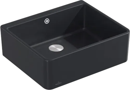 Bild von VILLEROY BOCH Spülstein Einzelbecken 60 X Spülstein Einzelbecken, inklusive Ablaufgarnitur mit Handbetätigung, aus Keramik, 595 x 500 mm, Ebony CeramicPlus #636001S5