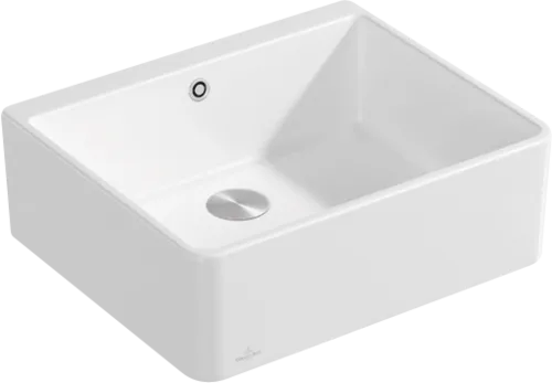 Bild von VILLEROY BOCH Spülstein Einzelbecken 60 X Spülstein Einzelbecken, inklusive Ablaufgarnitur mit Handbetätigung, aus Keramik, 595 x 500 mm, Stone White CeramicPlus #636001RW