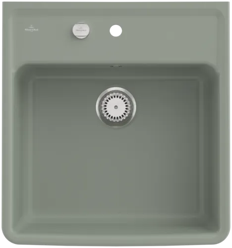 Bild von VILLEROY BOCH Spülstein Einzelbecken Spülstein Einzelbecken, inklusive Ablaufgarnitur mit Excenterbetätigung, Befestigungsset, aus Keramik, 595 x 630 mm, Morning Green CeramicPlus #632062R8