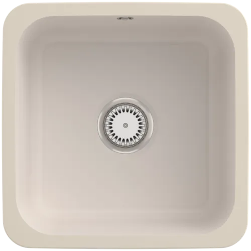 Bild von VILLEROY BOCH Cisterna 50 Unterbauspüle, inklusive Ablaufgarnitur mit Handbetätigung, Befestigungsset, aus Keramik, 445 x 445 mm, Crema CeramicPlus #670301KR