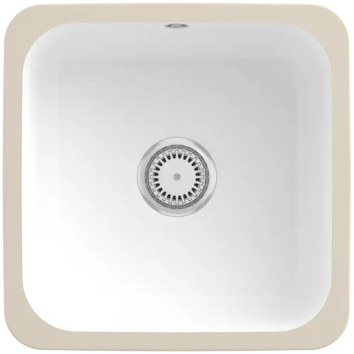 Bild von VILLEROY BOCH Cisterna 50 Unterbauspüle, inklusive Ablaufgarnitur mit Handbetätigung, Befestigungsset, aus Keramik, 445 x 445 mm, Stone White CeramicPlus #670301RW