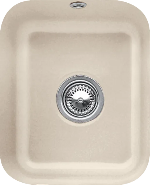 Bild von VILLEROY BOCH Cisterna 45 Unterbauspüle, inklusive Ablaufgarnitur mit Handbetätigung, Befestigungsset, aus Keramik, 370 x 435 mm, Almond CeramicPlus #670401AM