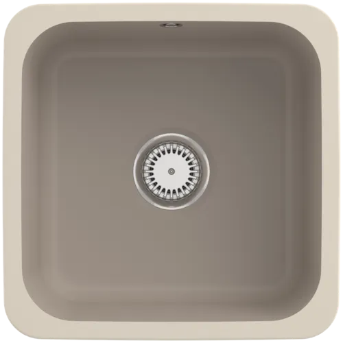 Bild von VILLEROY BOCH Cisterna 50 Unterbauspüle, inklusive Ablaufgarnitur mit Handbetätigung, Befestigungsset, aus Keramik, 445 x 445 mm, Almond CeramicPlus #670301AM