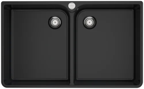 Obrázek VILLEROY BOCH Sink stone double bowl 90 X Sink stone double bowl, including waste set with eccentric actuation, made of ceramic, 900 x 550 mm, Ebony CeramicPlus #639002S5