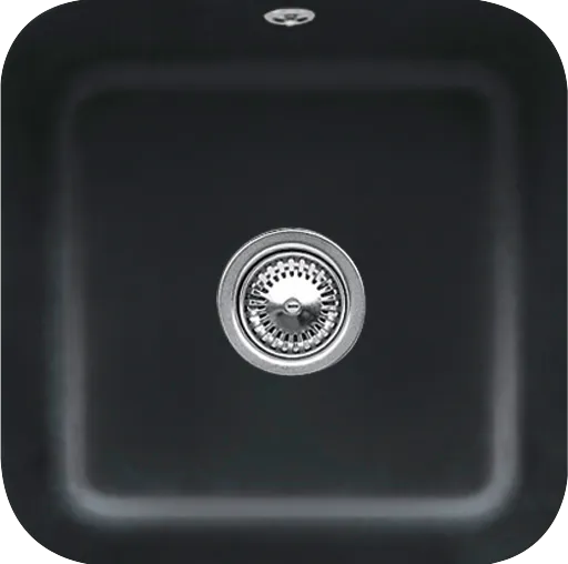 Obrázek VILLEROY BOCH Cisterna 50 Undercounter sink, included Waste system pop-up, Fastening set, of Ceramic, 445 x 445 mm, Ebony CeramicPlus #670302S5