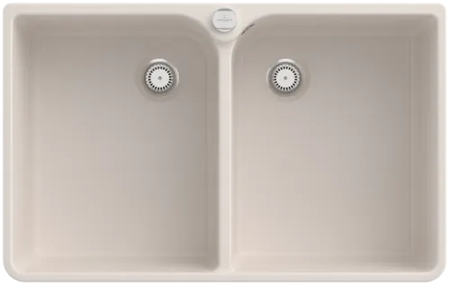 Obrázek VILLEROY BOCH Sink unit double bowl 80 X Sink unit double bowl, including drain set with eccentric actuation, made of ceramic, 795 x 500 mm, Crema CeramicPlus #638002KR