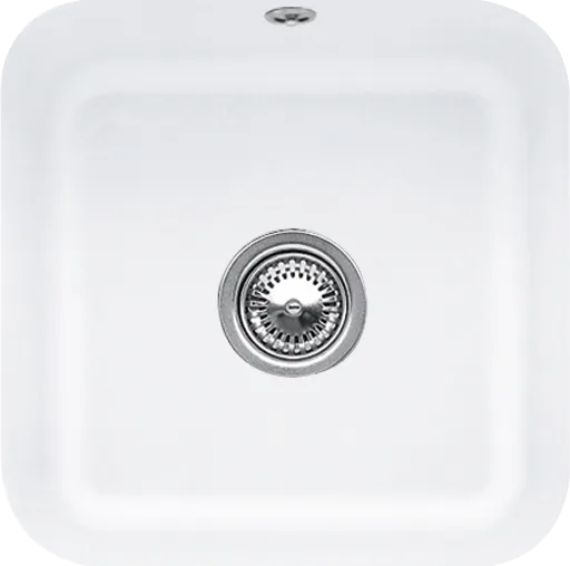 Obrázek VILLEROY BOCH Cisterna 50 Undercounter sink, included Waste system pop-up, Fastening set, of Ceramic, 445 x 445 mm, Stone White CeramicPlus #670302RW