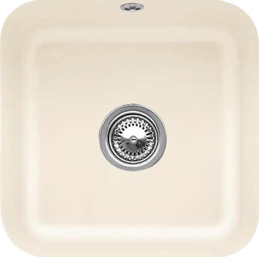 Obrázek VILLEROY BOCH Cisterna 50 Undercounter sink, included Waste system pop-up, Fastening set, of Ceramic, 445 x 445 mm, Ivory CeramicPlus #670302FU