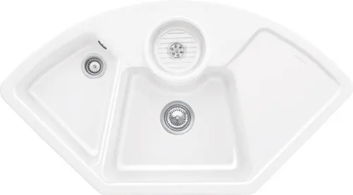 Obrázek VILLEROY BOCH Solo corner Corner sink, included Waste system hand-operated, Strainer bowl, of Ceramic, 1075 x 600 mm, White Alpin CeramicPlus #670801R1