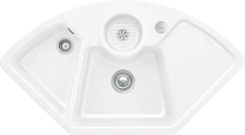 Obrázek VILLEROY BOCH Solo corner Corner sink, included Waste system pop-up, Strainer bowl, of Ceramic, 1075 x 600 mm, Snow White CeramicPlus #670802KG