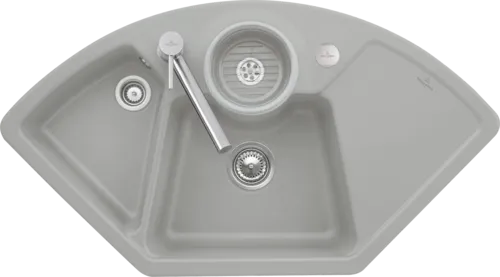 Obrázek VILLEROY BOCH Solo corner Corner sink, included Waste system pop-up, Strainer bowl, of Ceramic, 1075 x 600 mm, Fossil CeramicPlus #670802KD
