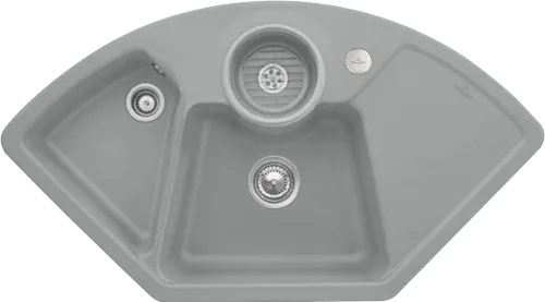 Obrázek VILLEROY BOCH Solo corner Corner sink, included Waste system pop-up, Strainer bowl, of Ceramic, 1075 x 600 mm, Stone CeramicPlus #670802SL