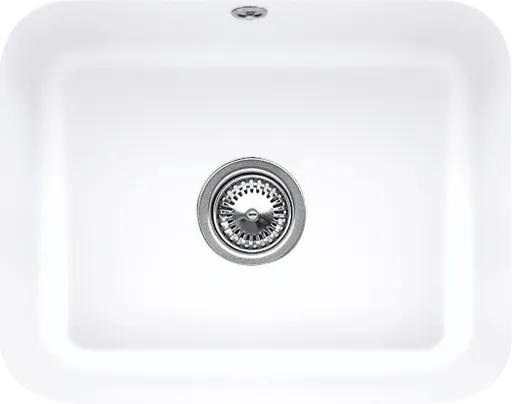 Bild von VILLEROY BOCH Cisterna 60C Unterbauspüle, inklusive Ablaufgarnitur mit Handbetätigung, Befestigungsset, aus Keramik, 550 x 440 mm, Stone White CeramicPlus #670601RW