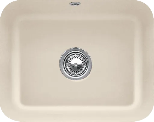 Bild von VILLEROY BOCH Cisterna 60C Unterbauspüle, inklusive Ablaufgarnitur mit Handbetätigung, Befestigungsset, aus Keramik, 550 x 440 mm, Almond CeramicPlus #670601AM