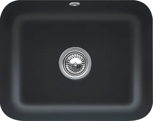Bild von VILLEROY BOCH Cisterna 60C Unterbauspüle, inklusive Ablaufgarnitur mit Excenterbetätigung, Befestigungsset, aus Keramik, 550 x 440 mm, Pure Black #670602R7
