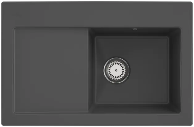 Bild von VILLEROY BOCH Subway 45 Einbauspüle, inklusive Ablaufgarnitur mit Handbetätigung, aus Keramik, 780 x 510 mm, Graphite CeramicPlus #671401I4