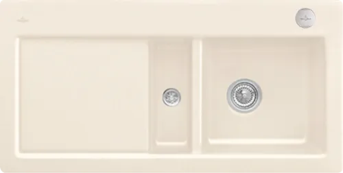 Bild von VILLEROY BOCH Subway 60 Einbauspüle, inklusive Ablaufgarnitur mit Excenterbetätigung, aus Keramik, 1000 x 510 mm, Crema CeramicPlus #671202KR