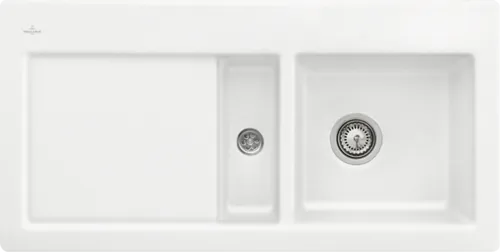 Bild von VILLEROY BOCH Subway 60 Einbauspüle, inklusive Ablaufgarnitur mit Handbetätigung, aus Keramik, 1000 x 510 mm, Stone White CeramicPlus #671201RW