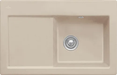 Bild von VILLEROY BOCH Subway 45 Einbauspüle, inklusive Ablaufgarnitur mit Handbetätigung, aus Keramik, 780 x 510 mm, Almond CeramicPlus #671401AM