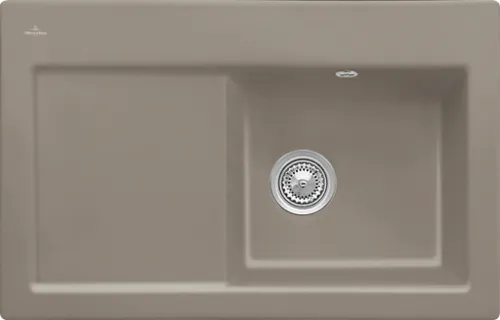 Bild von VILLEROY BOCH Subway 45 Einbauspüle, inklusive Ablaufgarnitur mit Handbetätigung, aus Keramik, 780 x 510 mm, Timber CeramicPlus #671401TR