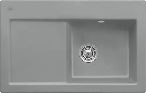 Bild von VILLEROY BOCH Subway 45 Einbauspüle, inklusive Ablaufgarnitur mit Handbetätigung, aus Keramik, 780 x 510 mm, Stone CeramicPlus #671401SL