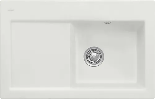 Bild von VILLEROY BOCH Subway 45 Einbauspüle, inklusive Ablaufgarnitur mit Handbetätigung, aus Keramik, 780 x 510 mm, Steam CeramicPlus #671401SM