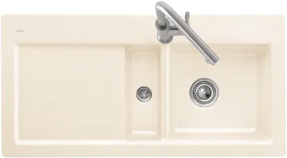 Bild von VILLEROY BOCH Subway 60 flat flächenbündige Spüle, inklusive Ablaufgarnitur mit Excenterbetätigung, aus Keramik, 965 x 475 mm, Graphite CeramicPlus #67702FI4